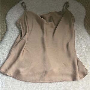 Express Nude Satin Cowl Neck Tank Top